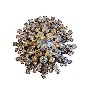 Vintage Amazing Jappaned Rhinestone Multi Layered Brooch (A1911)